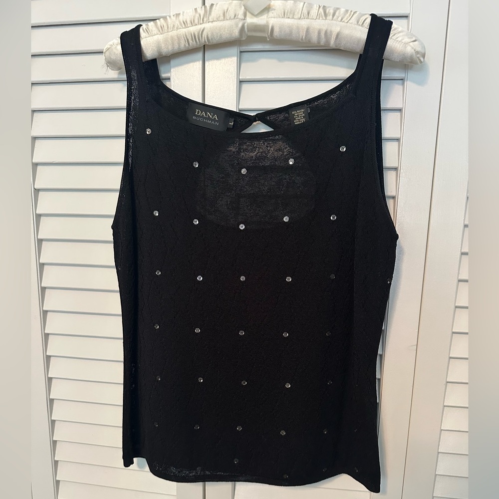 Like new! Dana Buchman Black Sleeveless Tank with Sequin Accents